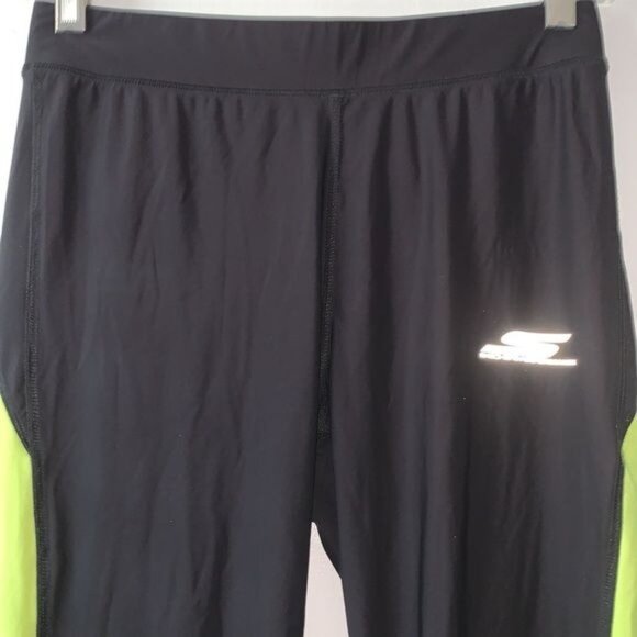 Skechers Performance Black & Neon Yellow Reflective Athletic Pants M - Picture 4 of 10